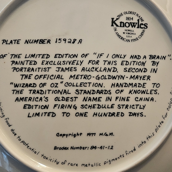 "If I Only Had A Brain" Collector Plate - Picture 3 of 7